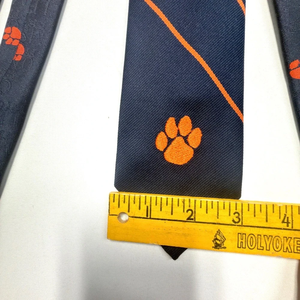 Lot of 2 Clemson Tigers Neck Ties RAM Tie Makers Navy Orange Silk Paw Logo NCAA